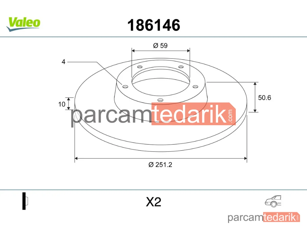 186146 | Fren Diski (Arka, 251 mm) — Lancia Thema, Fiat Croma, Fiat Bravo II